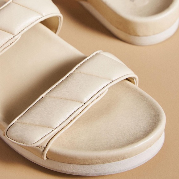 New Bibi Lou x Anthropologie Cortona Puff-Strap 8 Off White Adjustable Slide - Picture 9 of 9